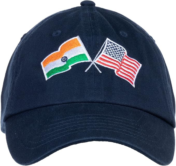 India and US Flag Hat | American Friendship Nations Flag Baseball Low Profile Dad Hat for Men Women