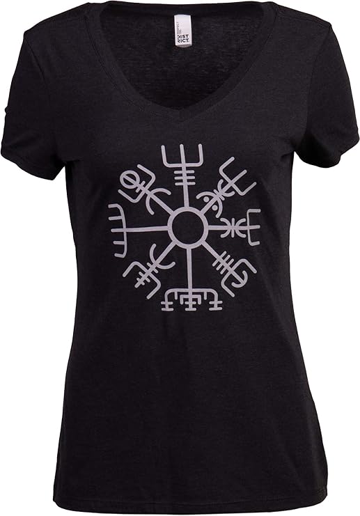 Vegvisir | Nordic Viking Rune Compass Norse Germanic Icelandic Pagan Magic Symbol Women Top T-Shirt