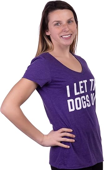 I Let The Dogs Out | Funny Dog Walker Joke Pet Owner Humor Women's V-Neck T-Shirt Top