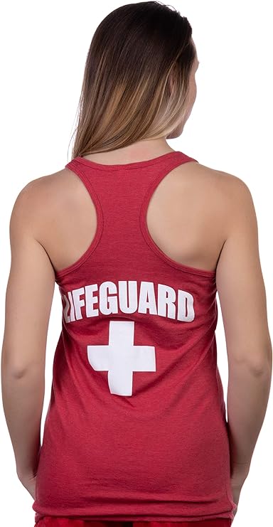 Lifeguard | Red Women's Lifeguarding Uniform Racerback Sport Tank Top Cute Girly Shirt