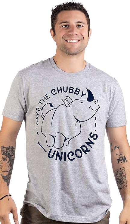 Save The Chubby Unicorns | Funny Phrase Rhino Saying Sarcastic Dad Joke T-Shirt for Men