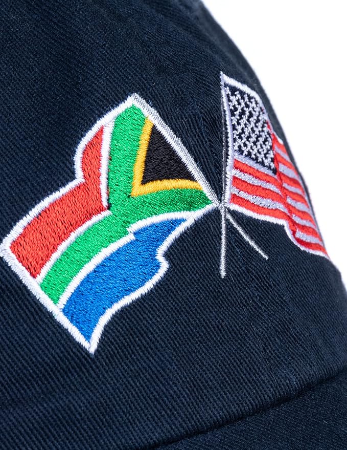 South Africa and US Flag Hat | American Friendship Nations Flag Baseball Low Profile Dad Hat for Men Women