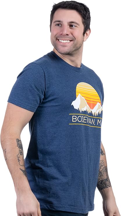 Mountain Bozeman | Retro Rocky Mountain Towns - Hiking Tee Shirt, Camping Nature Hiker T-Shirt for Men Women