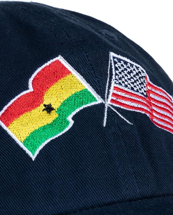 Ghana and US Flag Hat | American Friendship Nations Flag Baseball Low Profile Dad Hat for Men Women