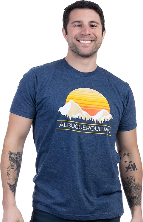 Mountain Albuquerque | Retro Rocky Mountain Towns - Hiking Tee Shirt, Camping Nature Hiker T-Shirt for Men Women