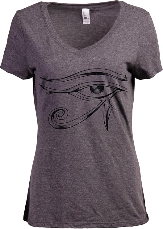 Eye of Horus | Ancient Egyptian Amulet Hieroglyph Symbol Spiritual V-Neck T-Shirt Top for Women