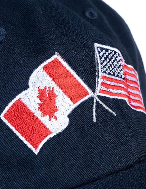 Canada and US Flag Hat | American Friendship Nations Flag Baseball Low Profile Dad Hat for Men Women