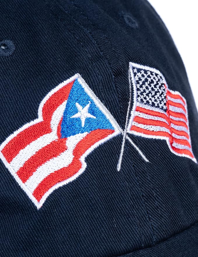 Puerto Rico and US Flag Hat | American Friendship Nations Flag Baseball Low Profile Dad Hat for Men Women