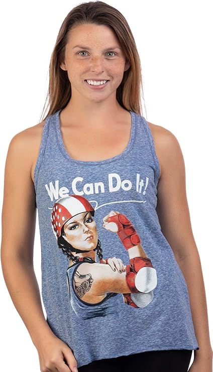 Rosie The Skater | Roller Derby Funny Riveter Racerback Girl Tank Top for Women