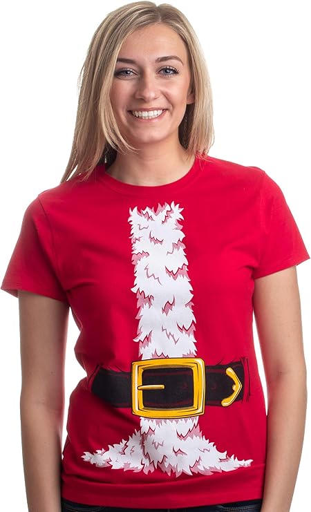 Santa Claus Costume Jumbo Print Novelty Christmas Holiday Humor Women T-Shirt