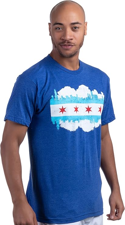 Chicago City Flag Skyline | Vintage Retro-Feel Triblend T-shirt for Men or Women