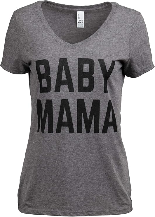 Baby Mama Women's Funny Saying T-Shirts, Sarcastic Cute Phrase Humor Joke V-Neck Tee Shirt Tops