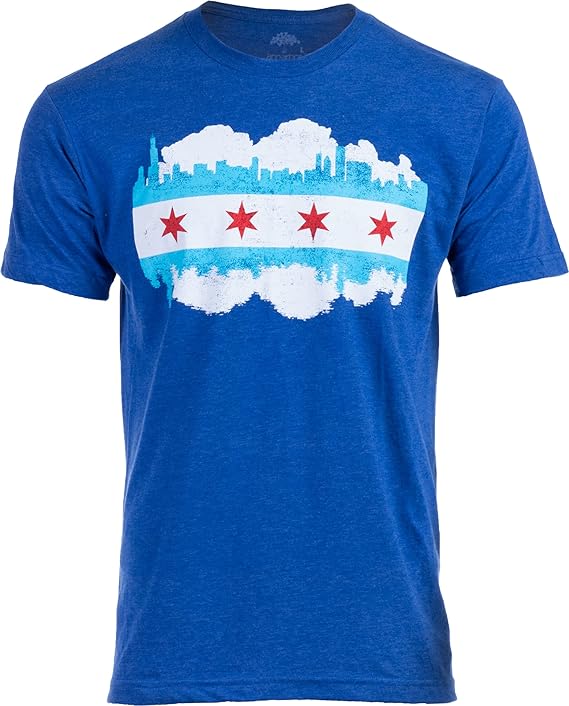 Chicago City Flag Skyline | Vintage Retro-Feel Triblend T-shirt for Men or Women