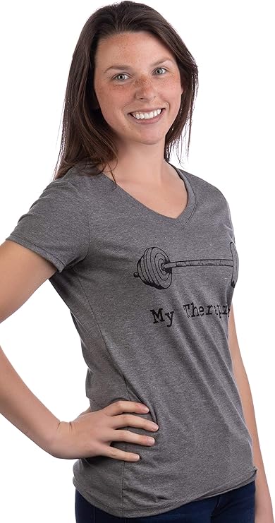 My Therapist (Barbell) | Funny Workout Working Out Weight Lifting Lifter V-Neck Women