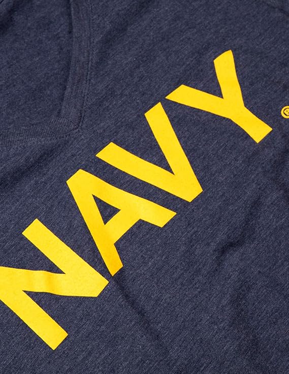 Navy Chest Print & U.S. Military Sleeve Flag | Naval Veteran Sailor Women's V-Neck Shirt