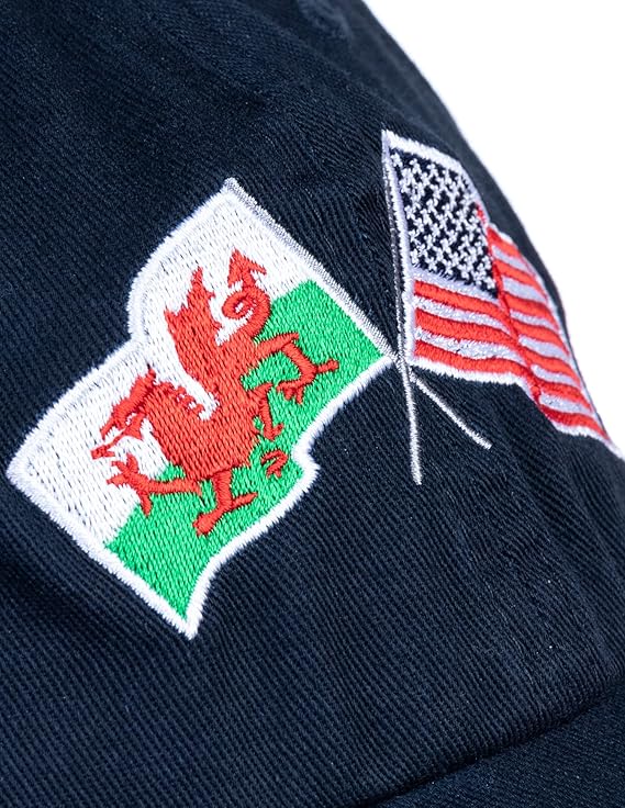 Wales and US Flag Hat | American Friendship Nations Flag Baseball Low Profile Dad Hat for Men Women