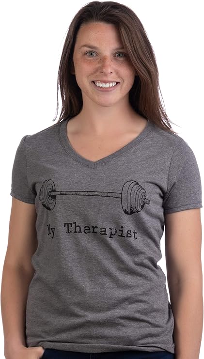 My Therapist (Barbell) | Funny Workout Working Out Weight Lifting Lifter V-Neck Women