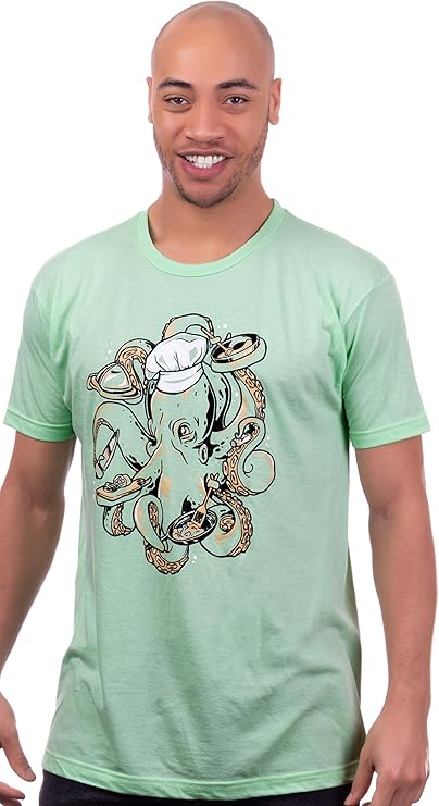 Octopus Chef | Funny Restaurant Joke Kitchen Staff Cook Cooking Humor Cute Graphic T-Shirt for Men