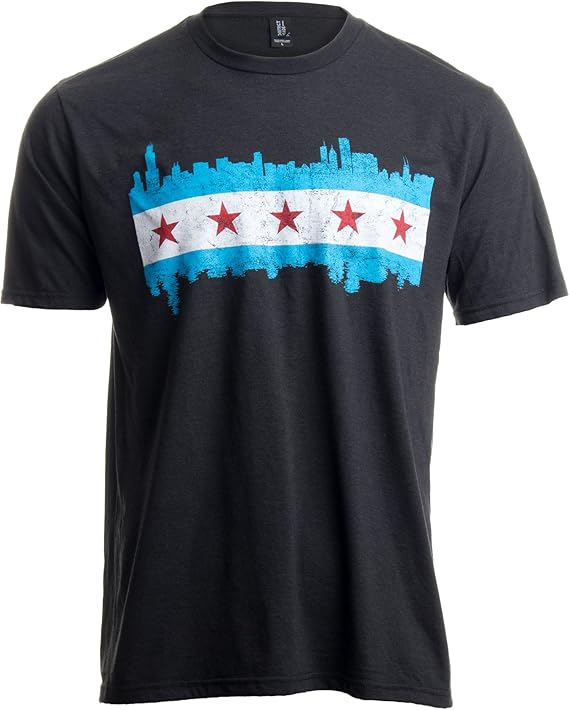 Chicago City Flag Skyline | Vintage Retro-Feel Triblend T-shirt for Men or Women