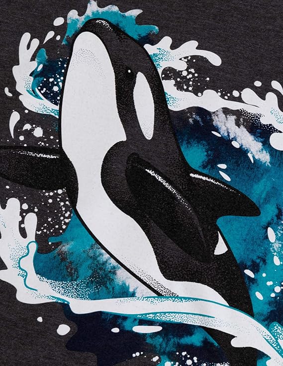 Orca | Vintage Nature Art Print Cool Unique Illustration V-Neck T-Shirt Top Tee for Women