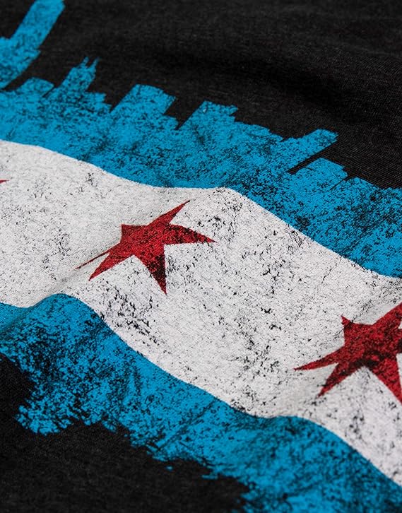 Chicago City Flag Skyline | Vintage Retro-Feel Triblend T-shirt for Men or Women