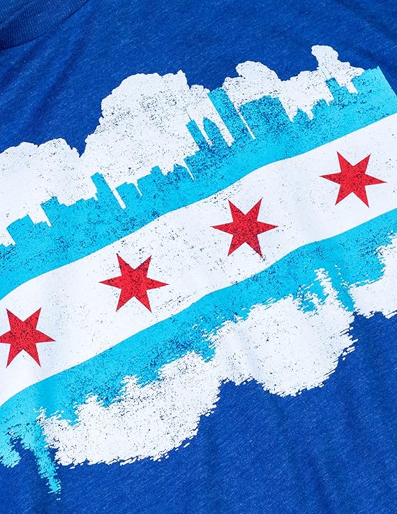 Chicago City Flag Skyline | Vintage Retro-Feel Triblend T-shirt for Men or Women