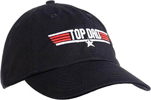 Top Dad | Funny 80s Father Air Force Military Baseball Cap Hat Black - Men's/Unisex