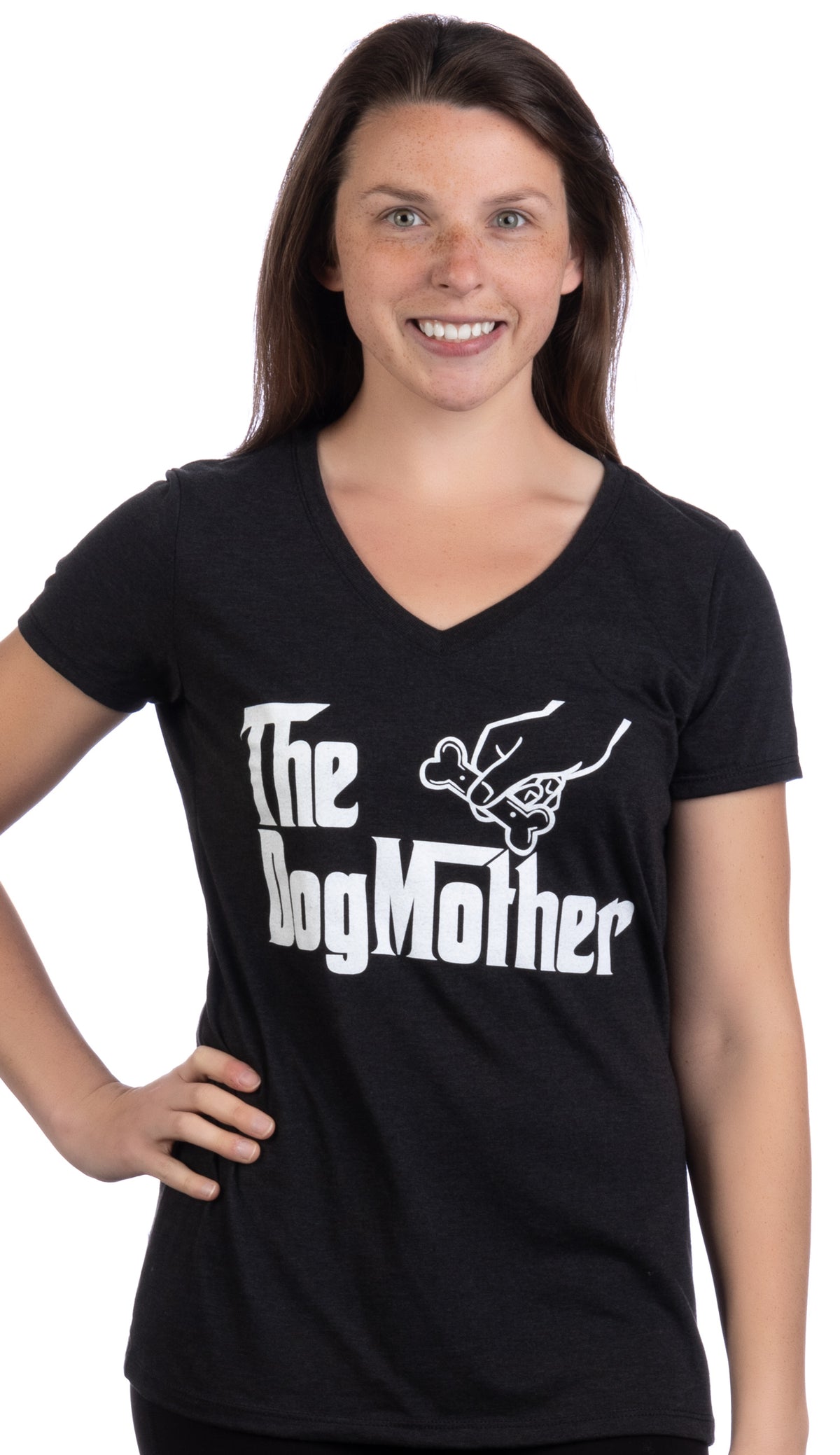The Dogmother | Funny Cute Dog Mother Mom Owner Pet Doggo Pup Women V-Neck T-Shirt