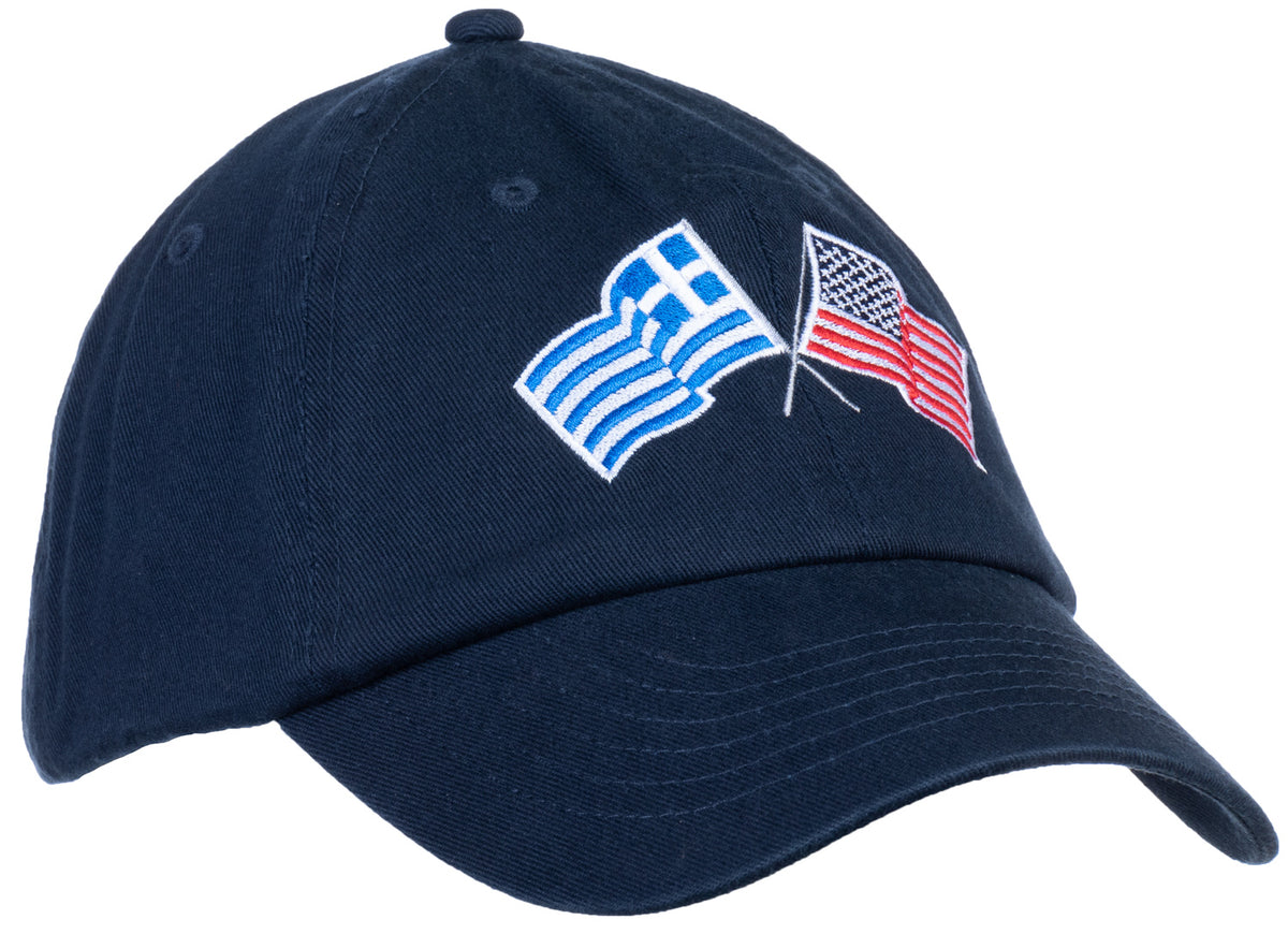 Greece and US Flag Hat | American Friendship Nations Flag Baseball Low Profile Dad Hat for Men Women