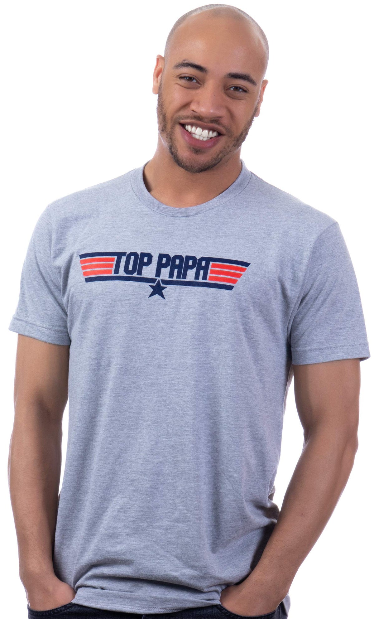 Top Papa | Funny 80s Air Dad Humor Grandpa 1980s Military Force Men Pappy T-Shirt