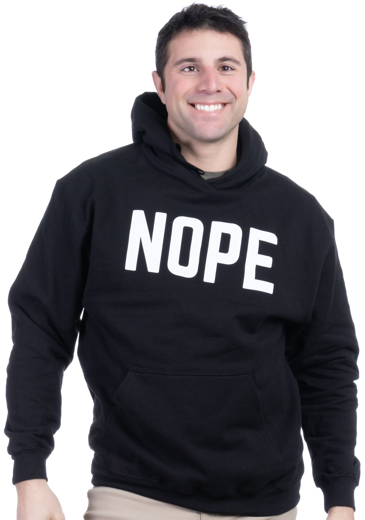 Nope Long Sleeve Fleece, White Ink