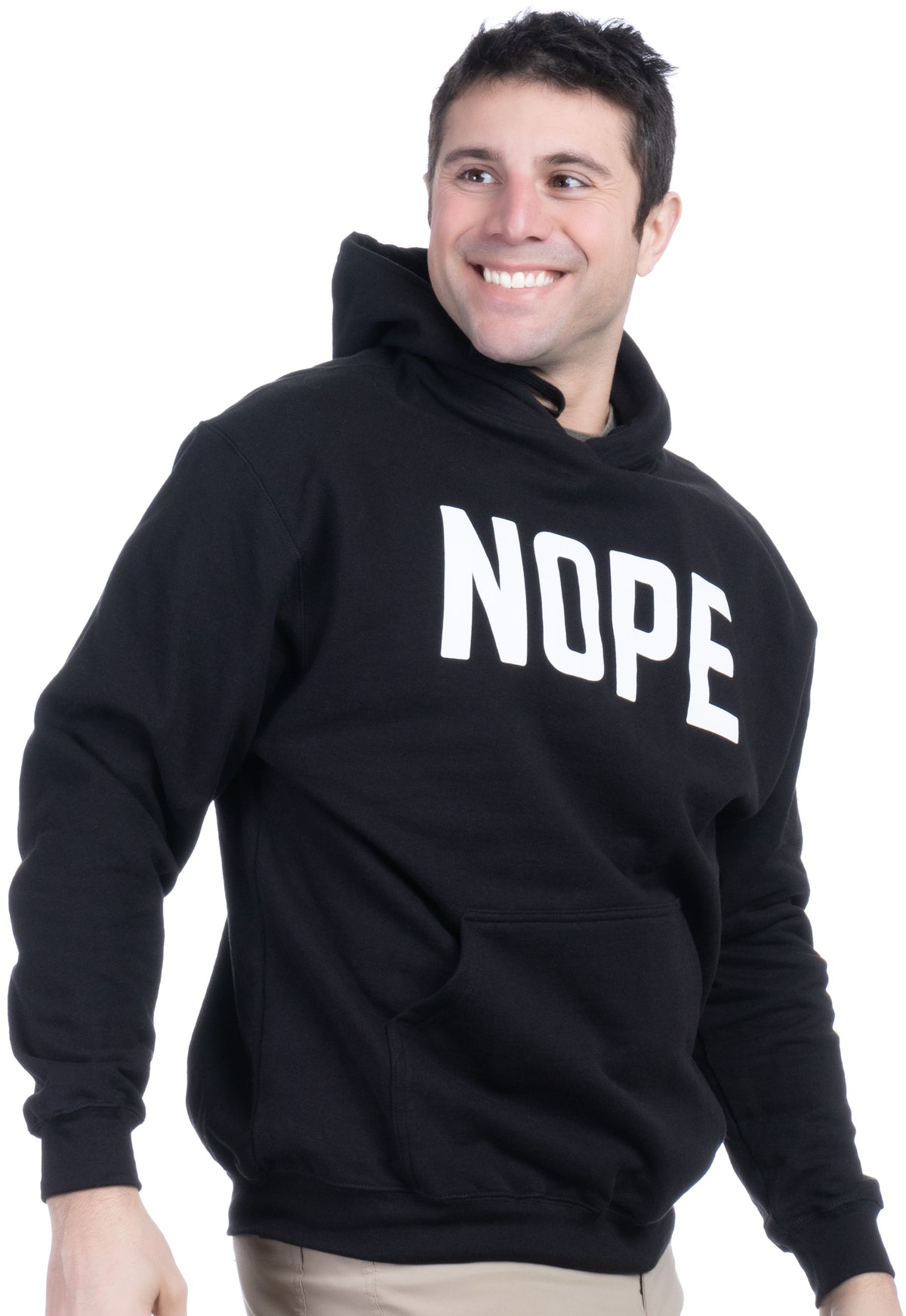 Nope Long Sleeve Fleece, White Ink