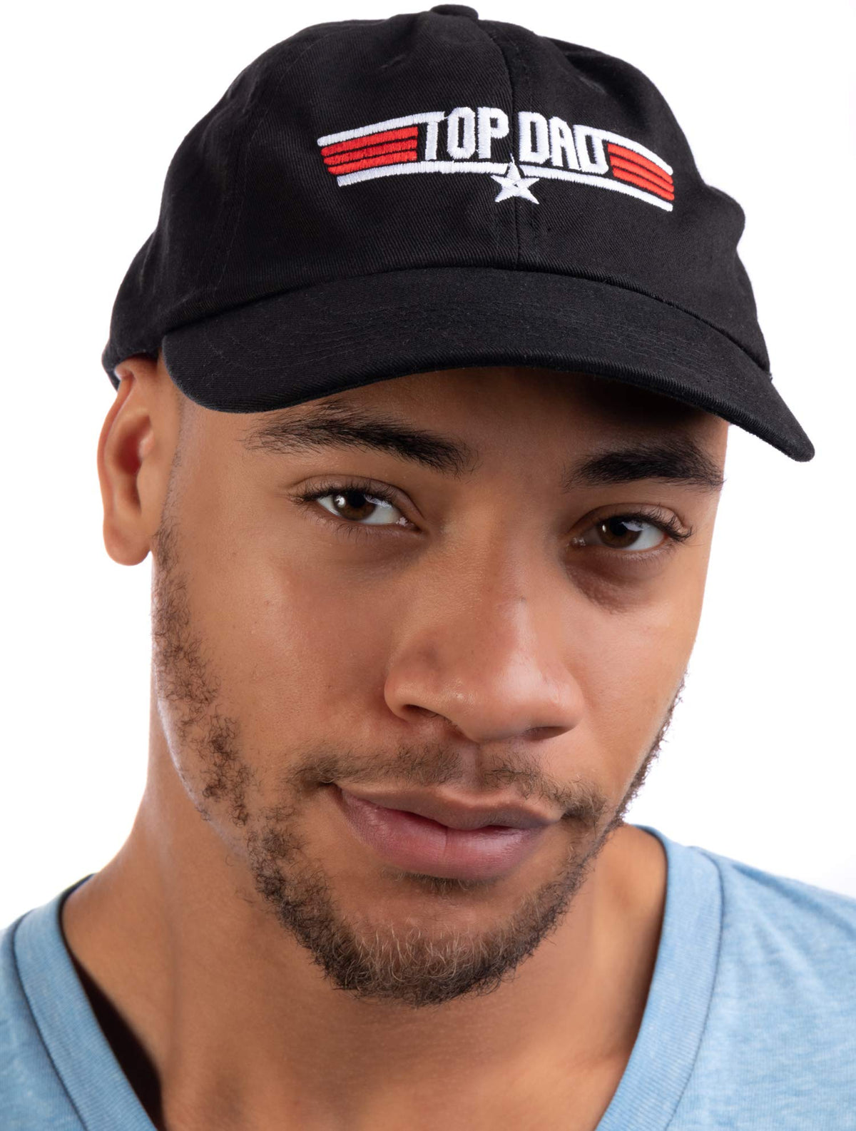 Top Dad | Funny 80s Father Air Force Military Men Baseball Cap Hat Black