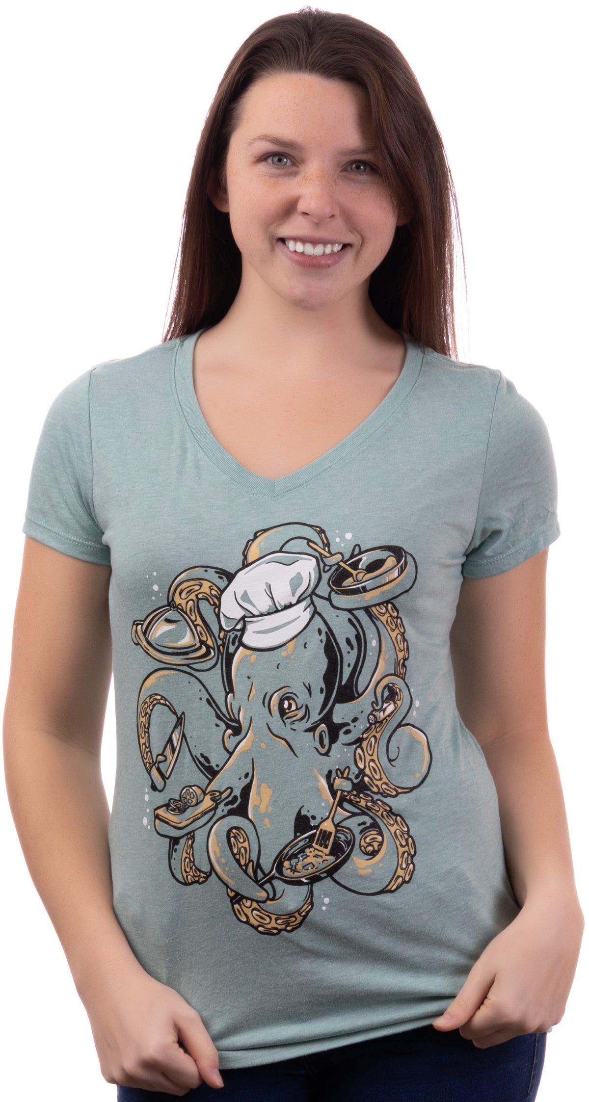 Octopus Chef | Funny Restaurant Joke Kitchen Staff Cook Cooking Humor Cute Graphic T-Shirt for Women