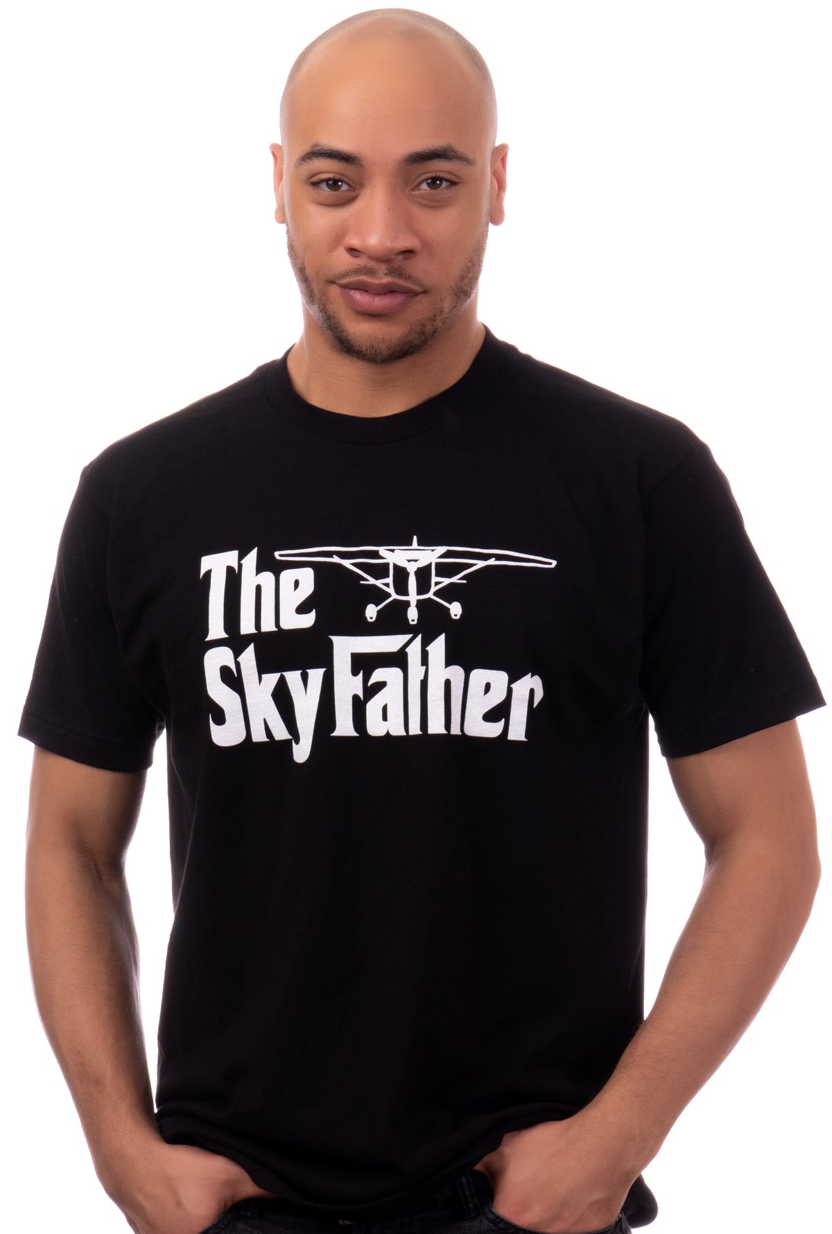 The Skyfather | Funny Pilot Humor Aviation Plane Flyer Airport Ground Control Joke T-Shirt For Men Women