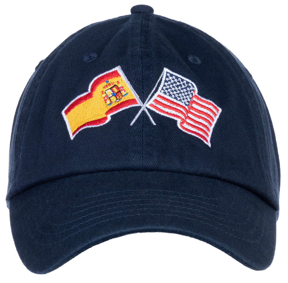 Spain and US Flag Hat | American Friendship Nations Flag Baseball Low Profile Dad Hat for Men Women