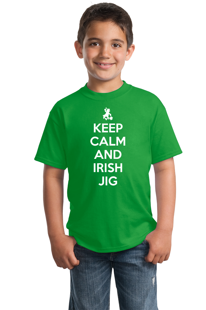 Youth Green Keep Calm & Irish Jig - St. Pat's Day Funny Drinking Joke T-shirt
