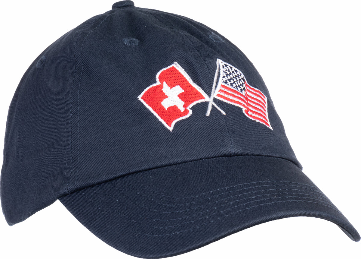 Switzerland and US Flag Hat | American Friendship Nations Flag Baseball Low Profile Dad Hat for Men Women