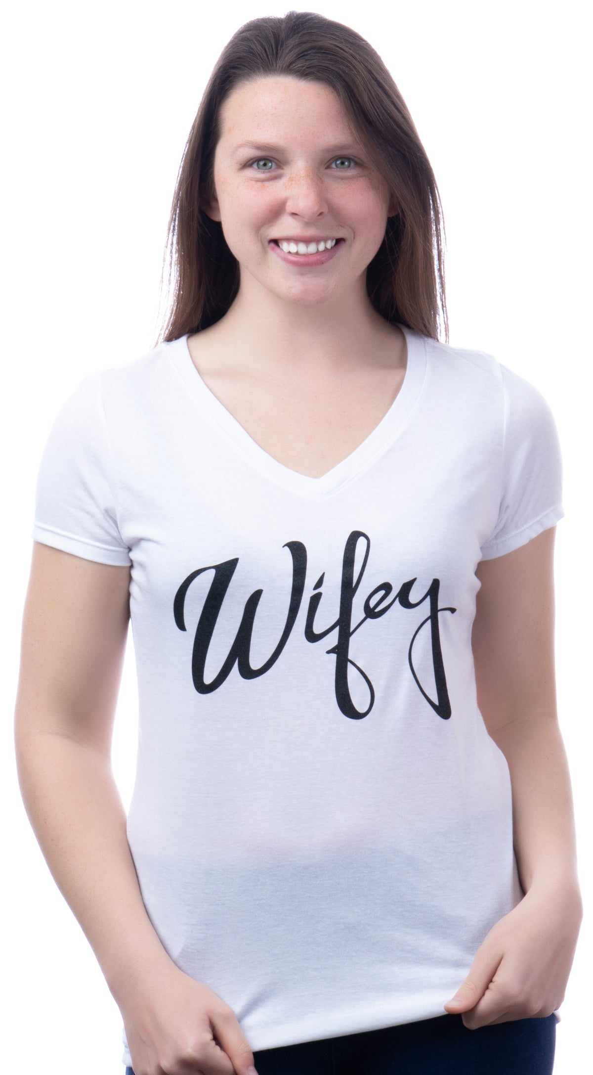 Wifey | Honeymoon Marriage Bride Wife V-neck T-shirt