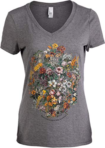 Vintage Floral Art | 1900s French Flowers Fleur Gardener V-Neck T-Shirt for Women