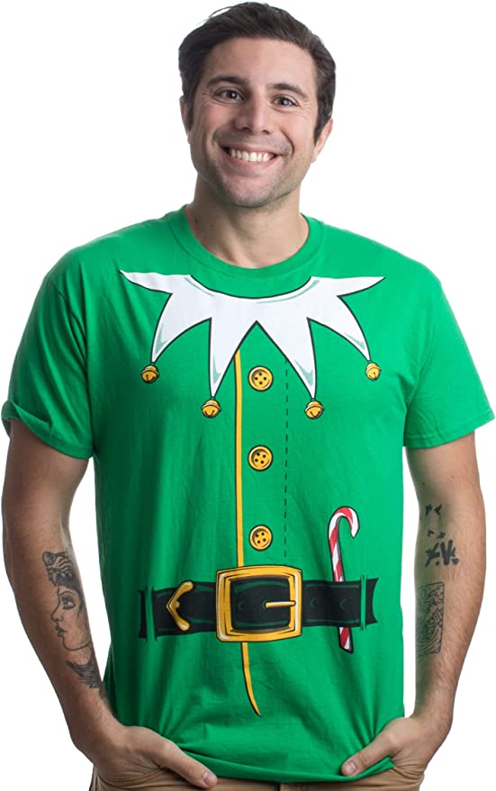 Santa's Elf Costume | Jumbo Print Novelty Christmas Holiday Humor Unisex T-Shirt