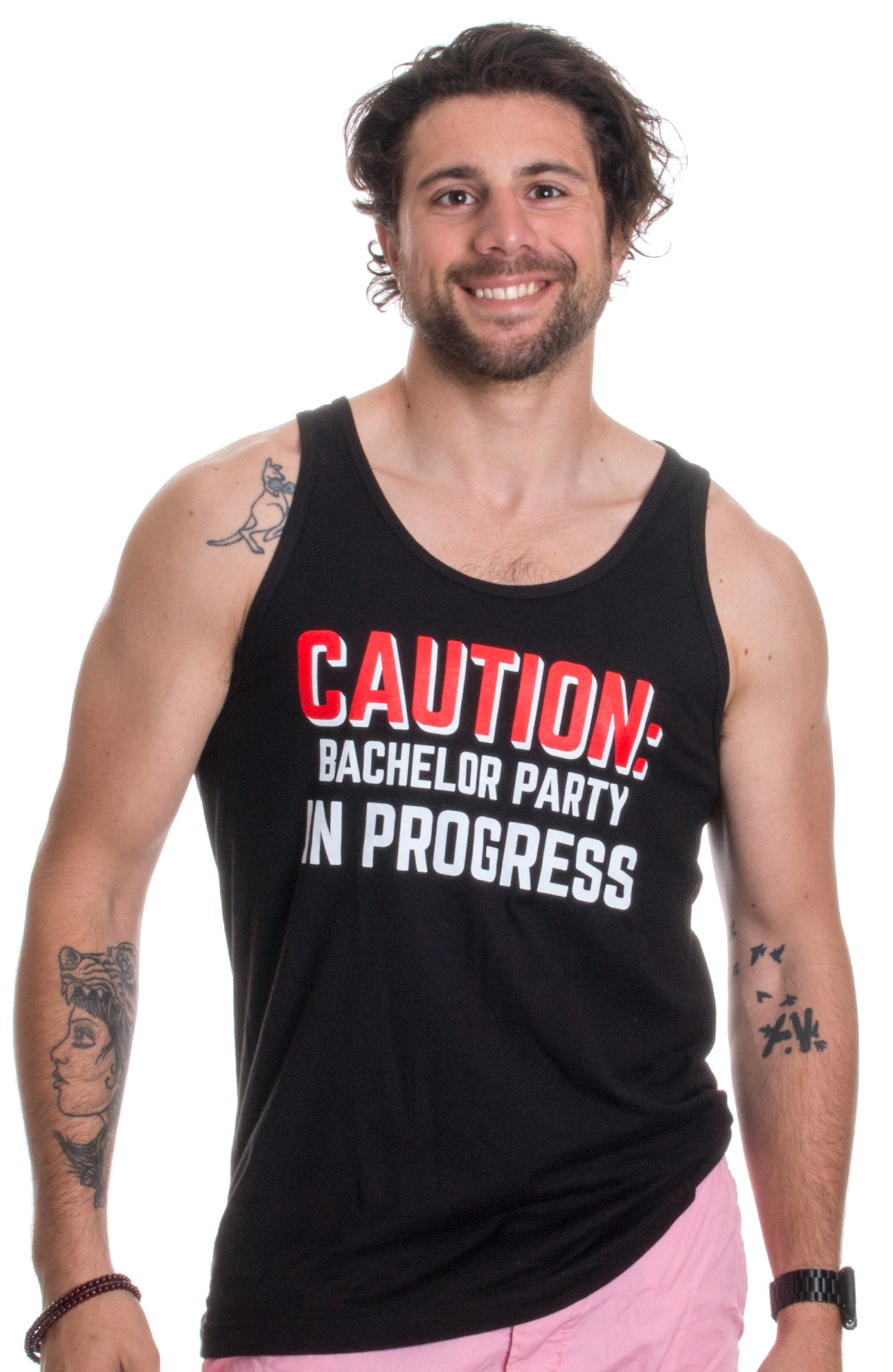 Caution Bachelor Party in Progess Stag Guys Night Out Wedding Unise Ann Arbor T shirt Company