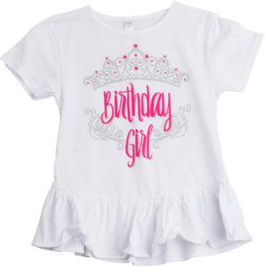 Birthday Girl Princess | Princess Party Tiara B-Day Top Girly Ruffle T-shirt