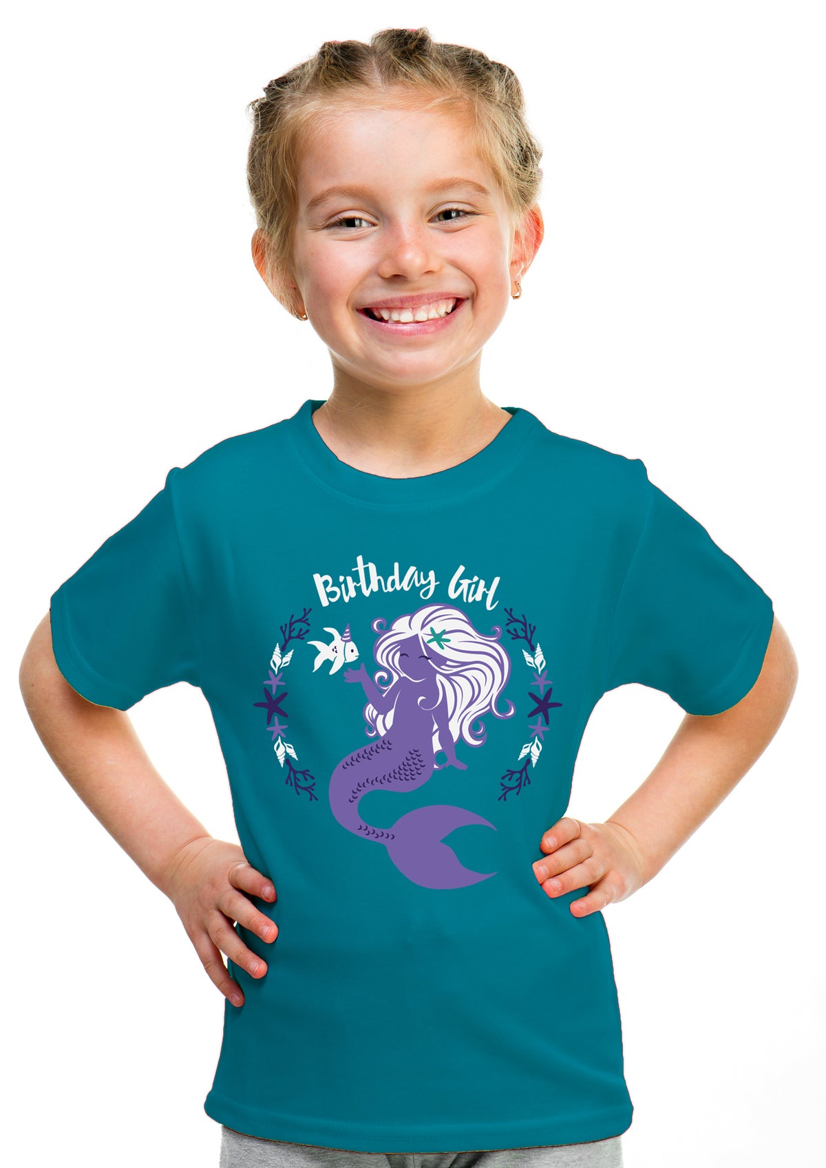 Birthday Girl Mermaid | Mermaid B-day Party Cute Girly Top, Girl's Youth T-shirt