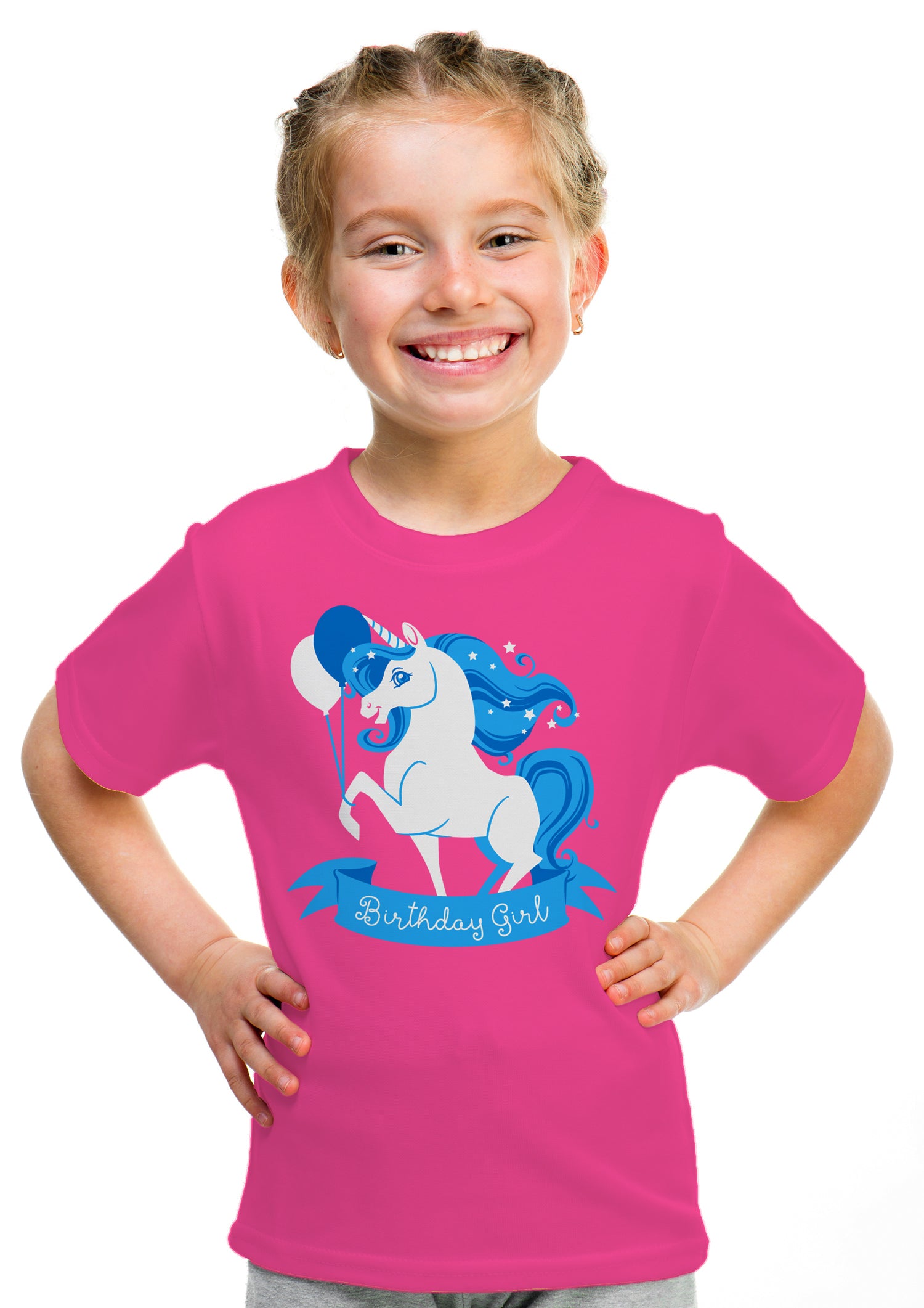 Birthday Girl Unicorn Neon Pink Unicorn B day Party Top Girls