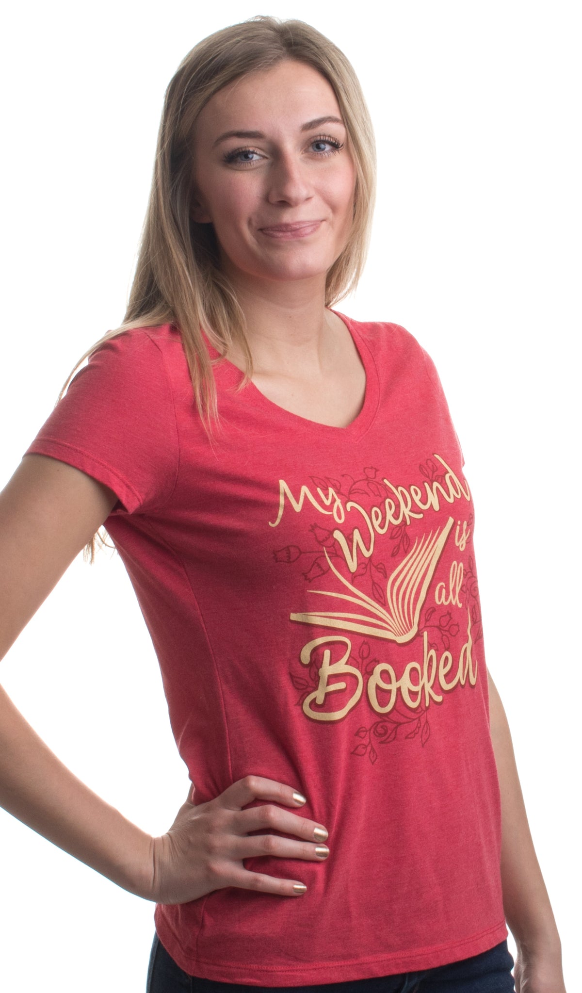 My Weekend is all Booked | Funny Cute Book Reader Reading Women's V-neck T-shirt