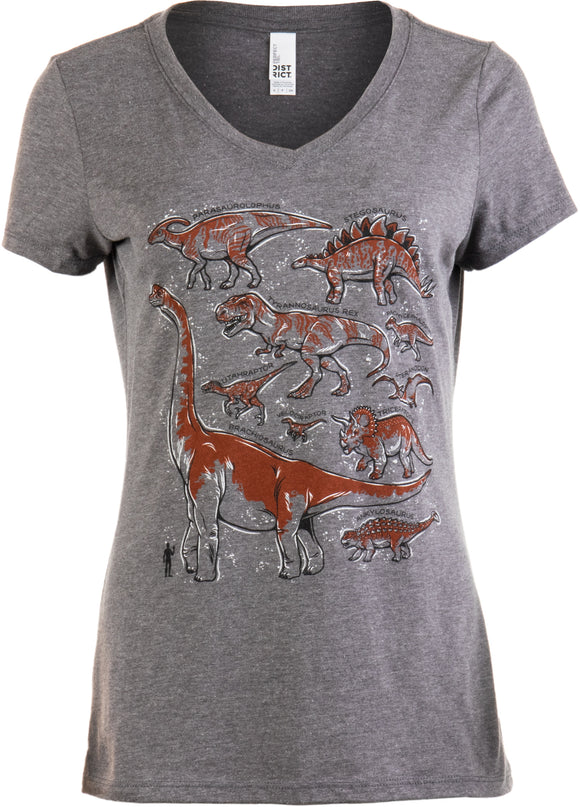 Dinosaur Species | Dino Mom Birthday Party Costume Top V-neck T-shirt for Women