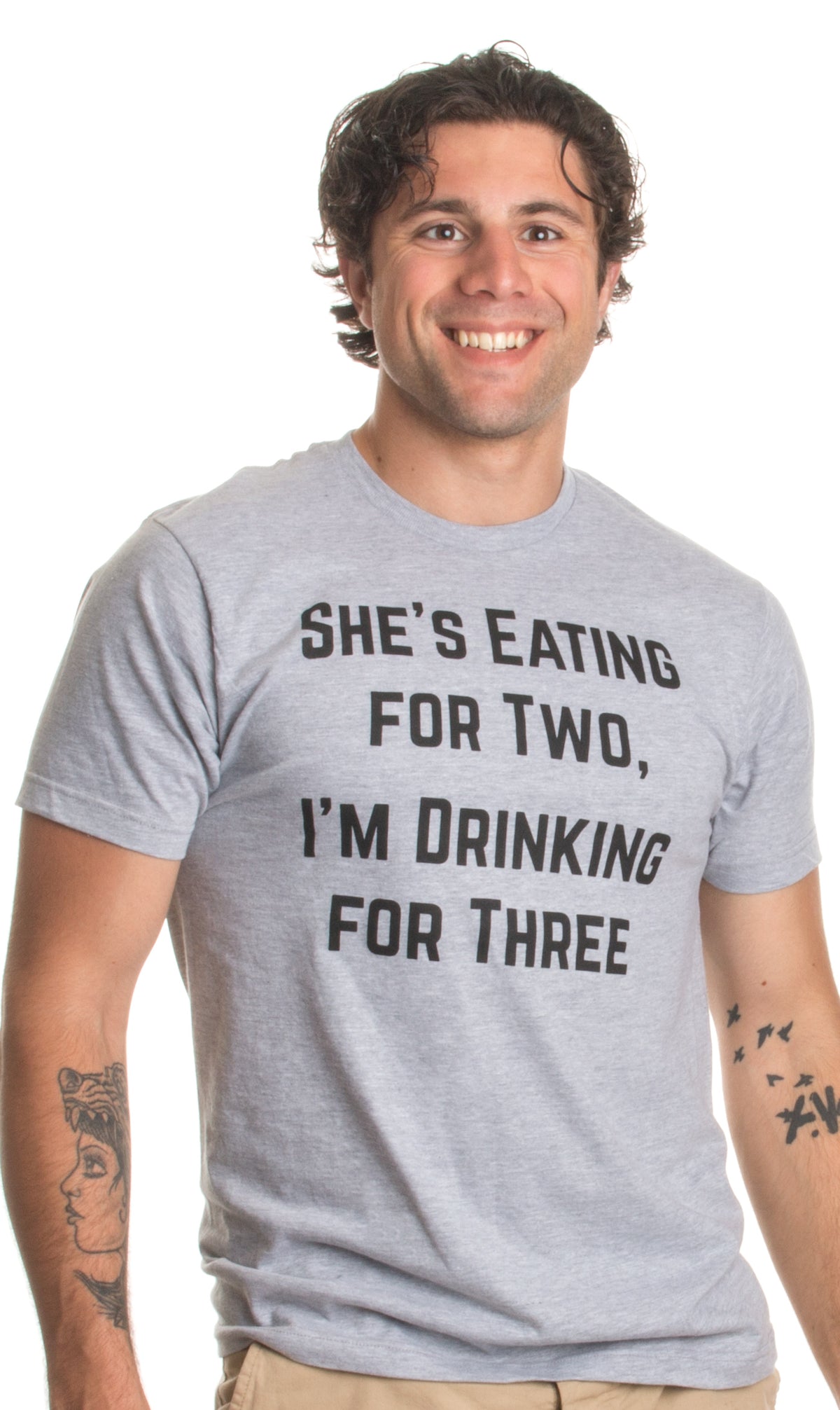 Drinking for Three | Funny New Dad Father Pregnancy Announcement Joke T-shirt