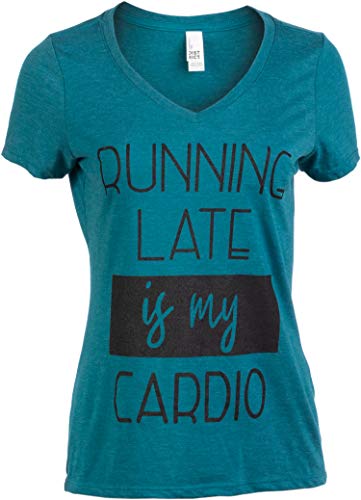 Running Late Cardio | Funny Cute Ladies V-neck T-shirt