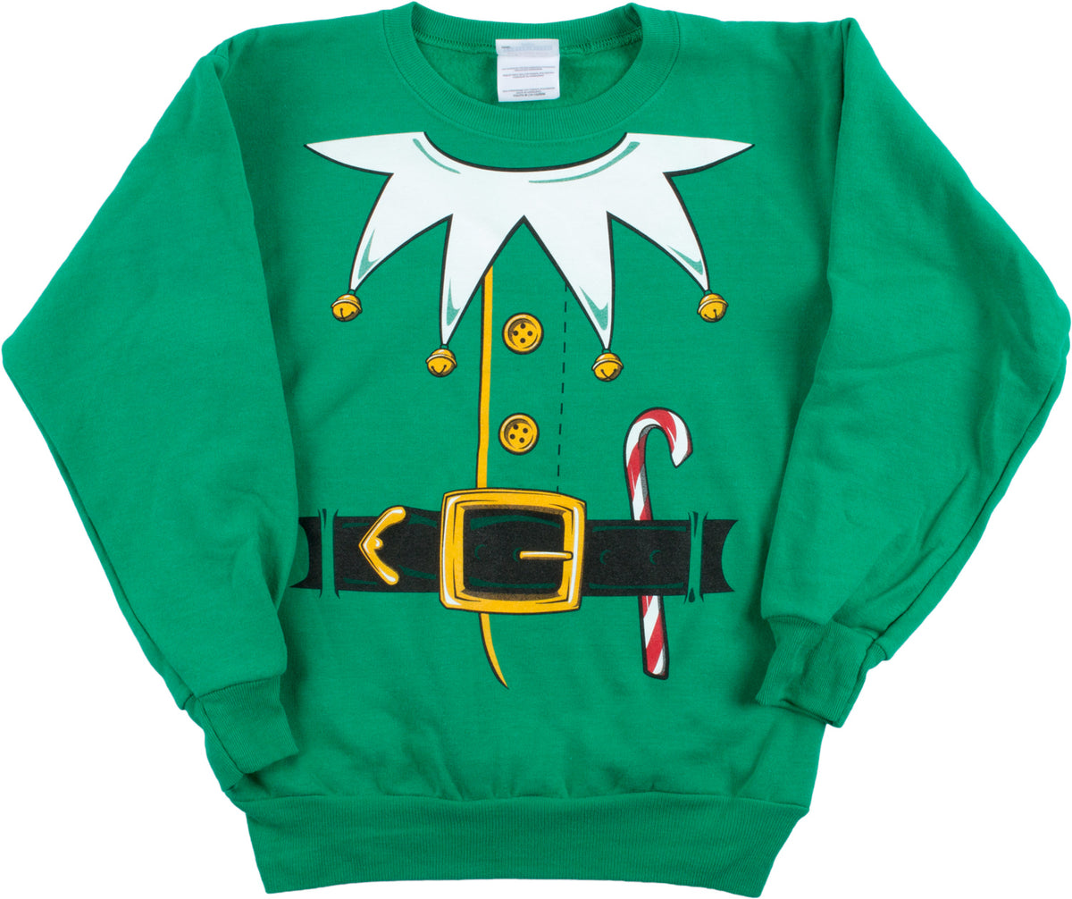 Kid's Santa's Elf Costume | Novelty Christmas Sweater, Holiday Child Sweatshirt